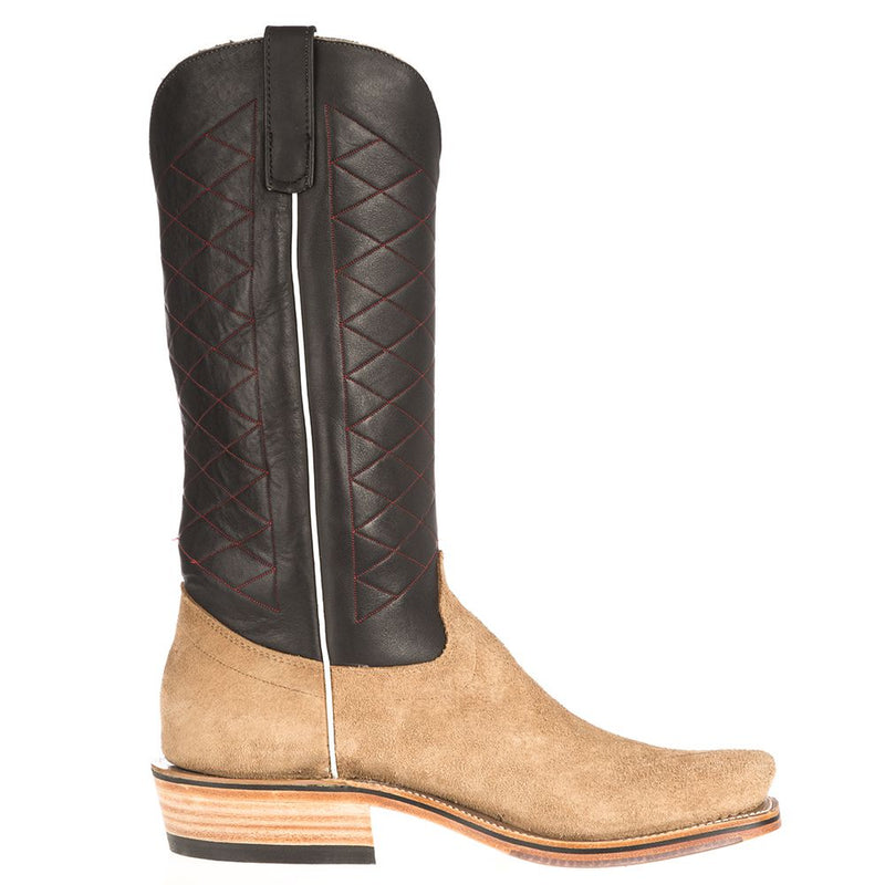 Olathe Boot Company Men's NRS Ride Ready Mesquite Cowhide Roughout w/Black Red Stitch Top
