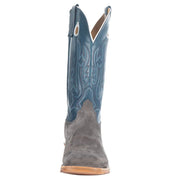 Olathe Boot Company Men's Ride Ready Smoked Bacon Roughout 13in. Navy Veal Top Square Toe Cowboy Boot