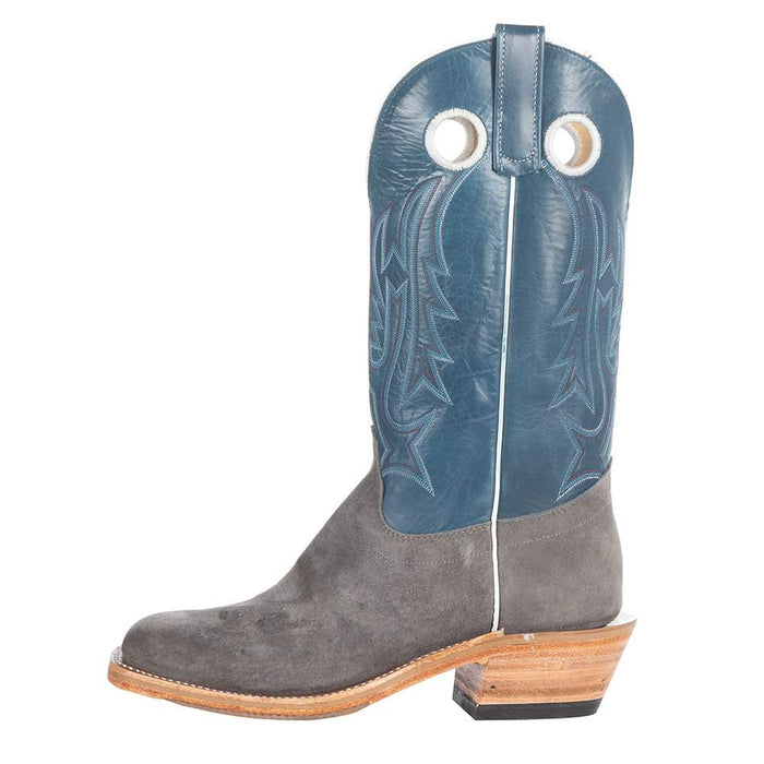 Olathe Boot Company Men's Ride Ready Smoked Bacon Roughout 13in. Navy Veal Top Square Toe Cowboy Boot