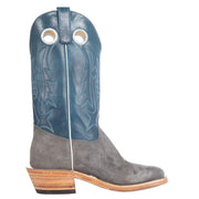 Olathe Boot Company Men's Ride Ready Smoked Bacon Roughout 13in. Navy Veal Top Square Toe Cowboy Boot