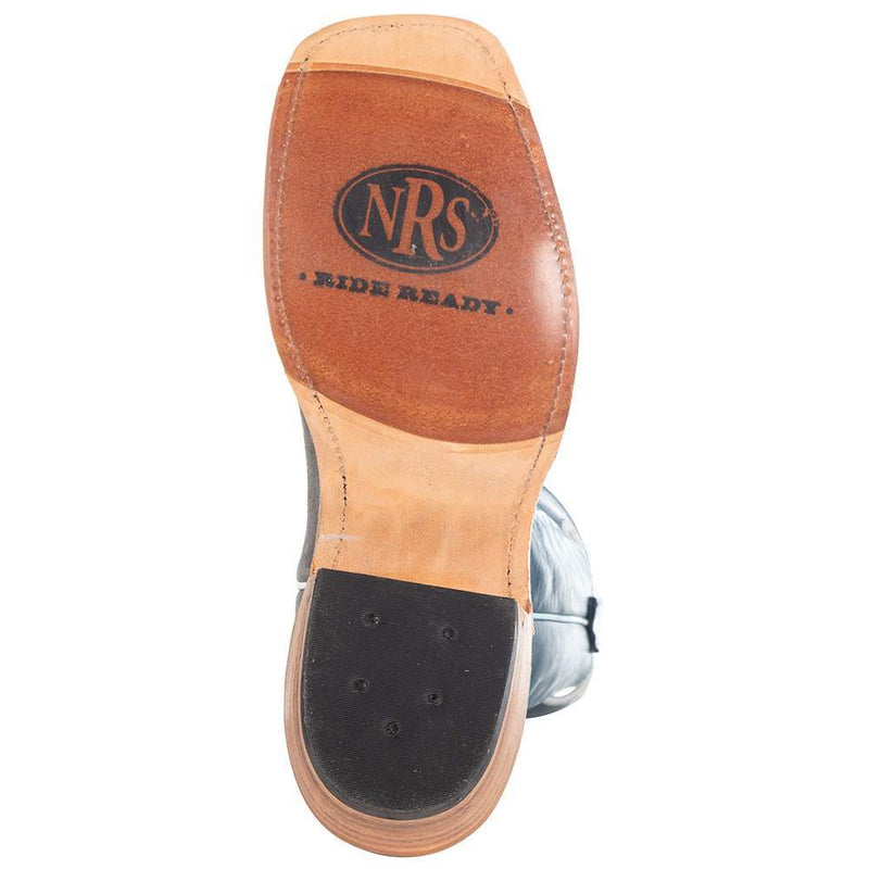 Olathe Boot Company Men's Ride Ready Smoked Bacon Roughout 13in. Navy Veal Top Square Toe Cowboy Boot