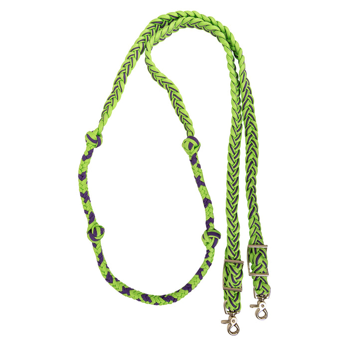 Braided Nylon Barrel Reins with Knots and Snap Ends