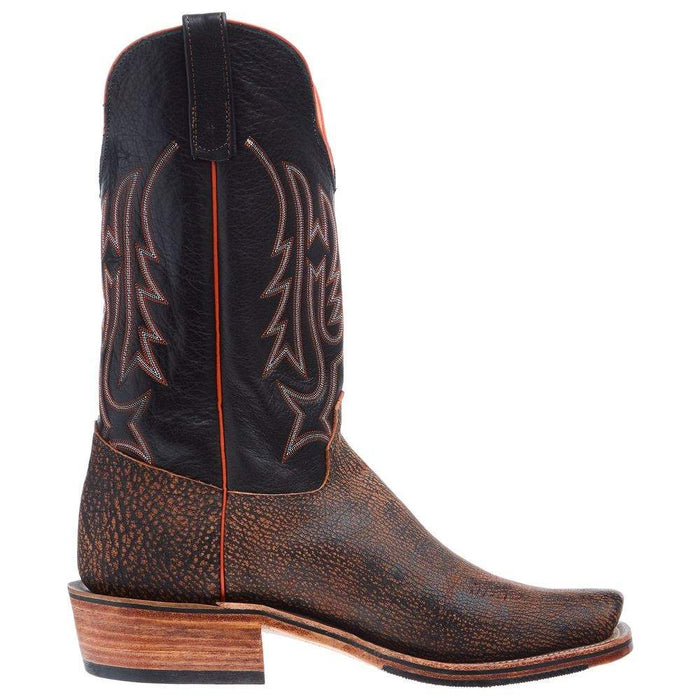 Olathe Boot Company Men`s Tan Cape Buffalo 12in Black Top Boot