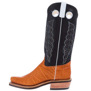 Olathe Boot Company Men`s Ride Ready Honey Elephant 15in Black Waxy Kansas Top Bearkat Cutter Toe Boot