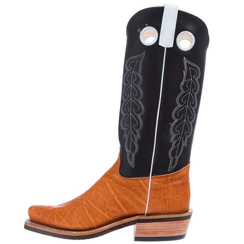 Olathe Boot Company Men`s Ride Ready Honey Elephant 15in Black Waxy Kansas Top Bearkat Cutter Toe Boot