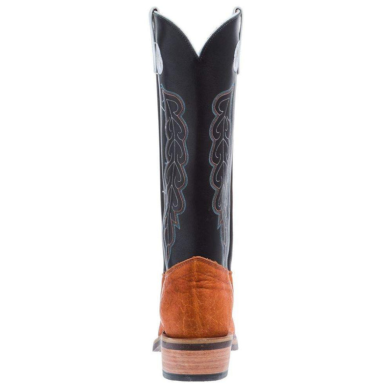 Olathe Boot Company Men`s Ride Ready Honey Elephant 15in Black Waxy Kansas Top Bearkat Cutter Toe Boot