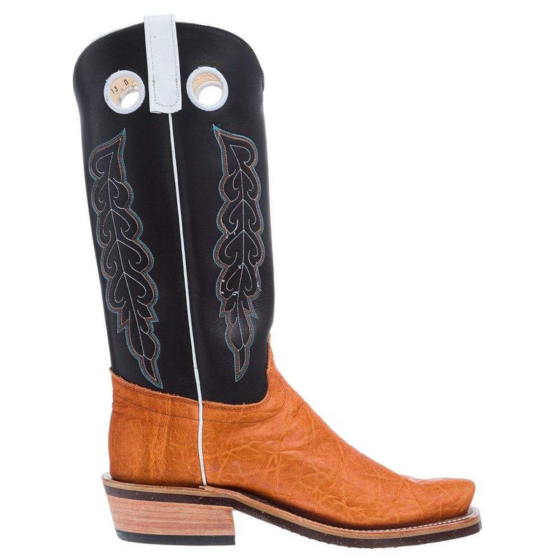 Olathe Boot Company Men`s Ride Ready Honey Elephant 15in Black Waxy Kansas Top Bearkat Cutter Toe Boot