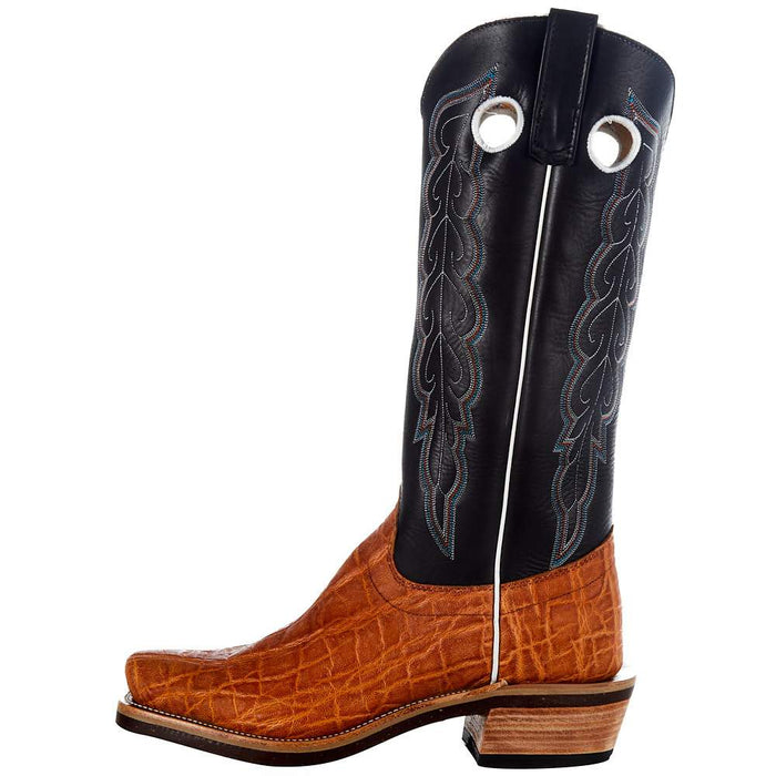 Olathe Boot Company Men`s Ride Ready Honey Elephant 15in Black Waxy Kansas Top Bearkat Cutter Toe Boot