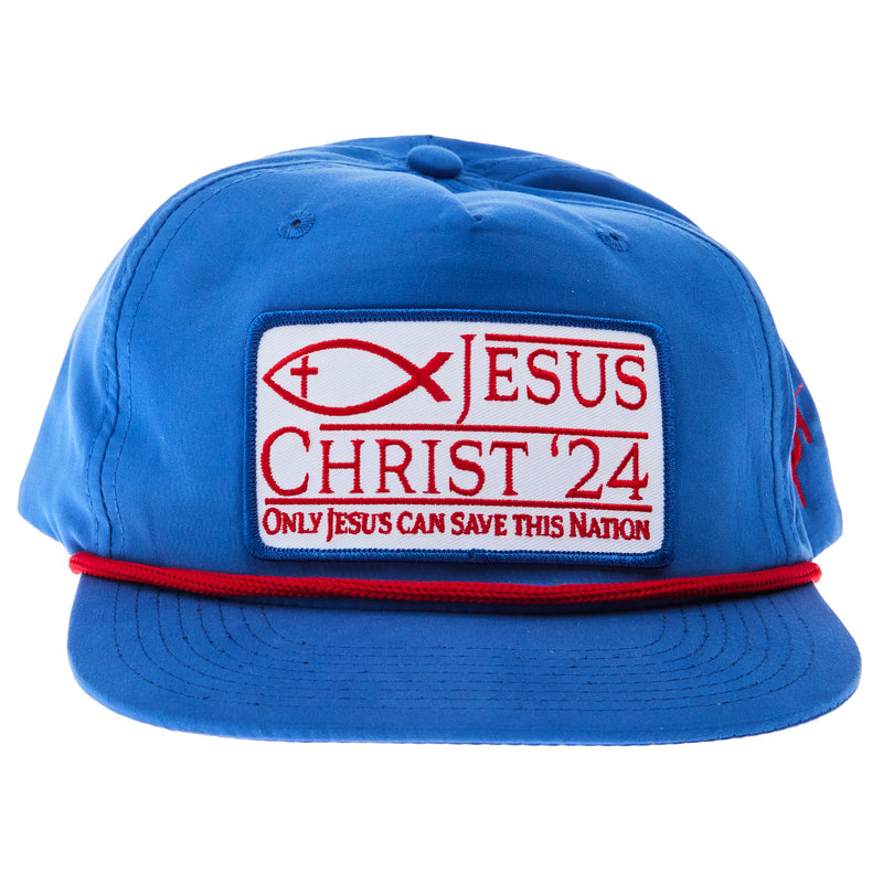 Cactus Alley Hat Co Mens Jesus 2024 Blue With Red Rope Cap