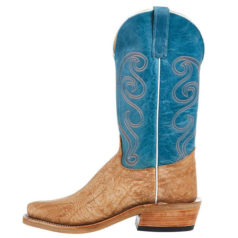 Olathe Boot Company Men`s Ride Ready Tan Washed Shoulder 13in Aqua Buffamonte Top KS Toe Boot