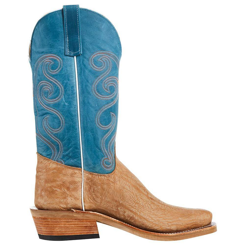 Olathe Boot Company Men`s Ride Ready Tan Washed Shoulder 13in Aqua Buffamonte Top KS Toe Boot
