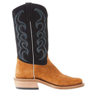 Olathe Boot Company Mens Ride Ready Burnt Orange Roughout 13in Black Suave Goat Top