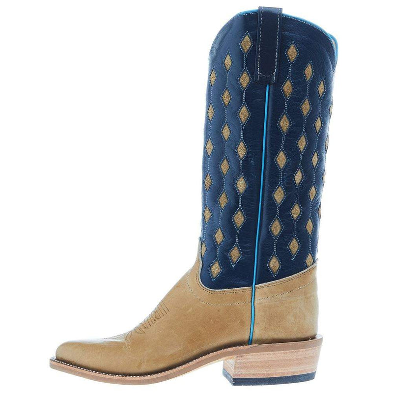 Olathe Boot Company Men's Ride Ready Sorrel Black Hawk 15in Blue Glazed Buffalo Round Toe Boot