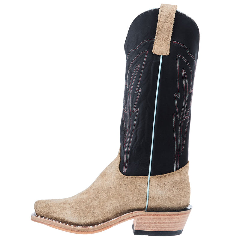 Olathe Boot Company Men`s Ride Ready Mesquite Beeswax Roughout 15in Black Gold Top