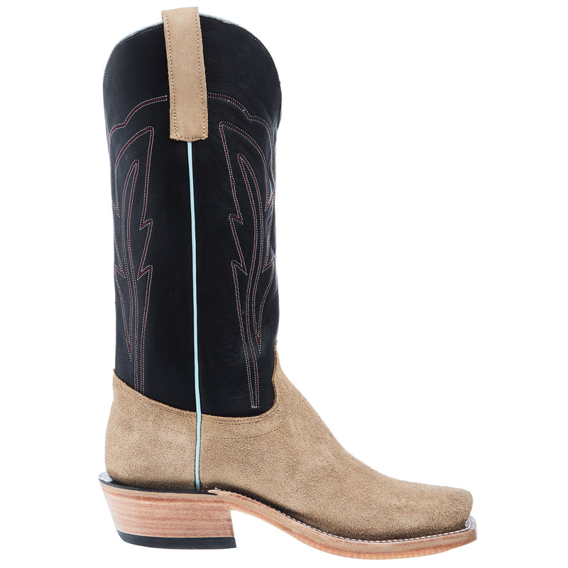 Olathe Boot Company Men`s Ride Ready Mesquite Beeswax Roughout 15in Black Gold Top