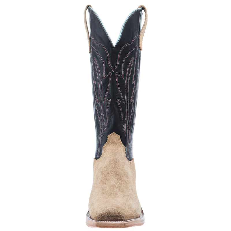 Olathe Boot Company Men`s Ride Ready Mesquite Beeswax Roughout 15in Black Gold Top