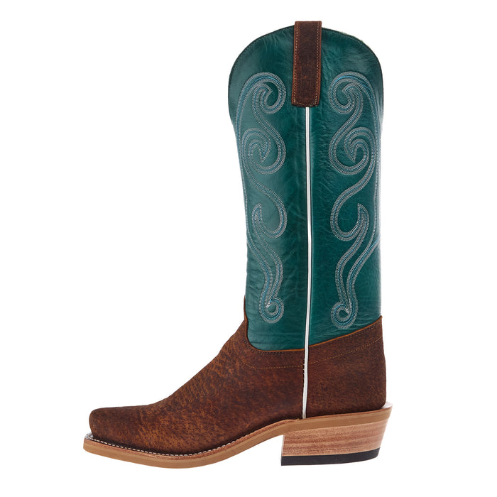 Olathe Boot Company Men`s Ride Ready Havana Tag Boar 15in Turquoise Soft Ice Top