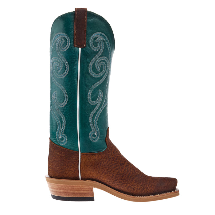 Olathe Boot Company Men`s Ride Ready Havana Tag Boar 15in Turquoise Soft Ice Top