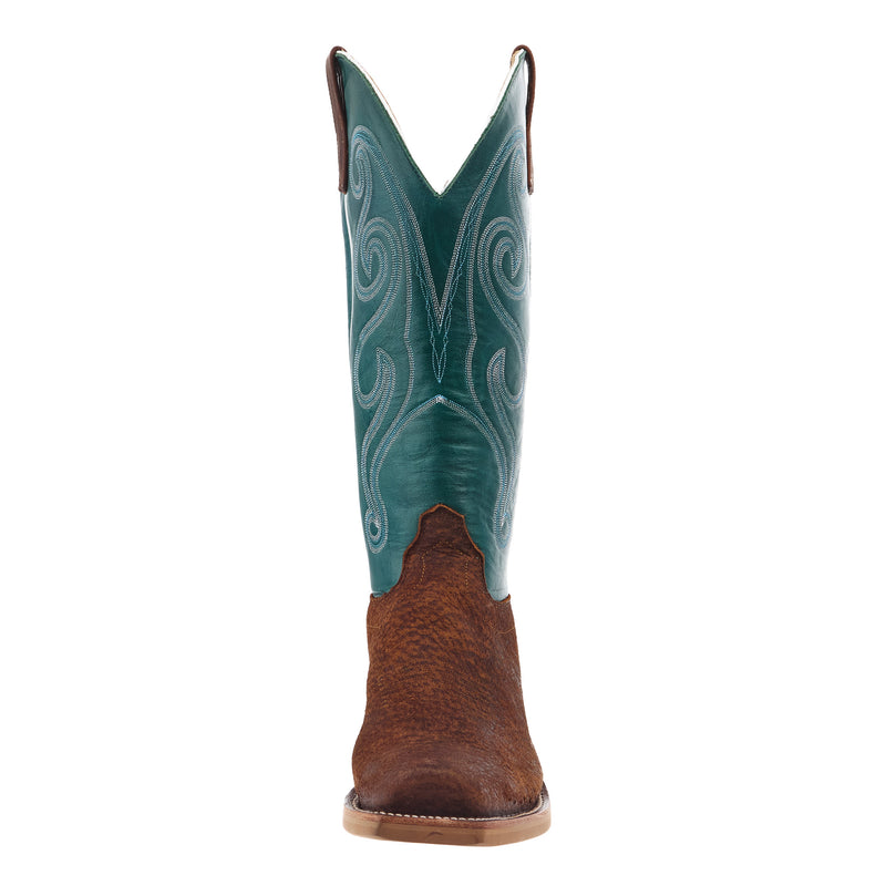 Olathe Boot Company Men`s Ride Ready Havana Tag Boar 15in Turquoise Soft Ice Top