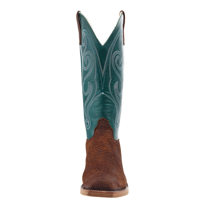Olathe Boot Company Men`s Ride Ready Havana Tag Boar 15in Turquoise Soft Ice Top