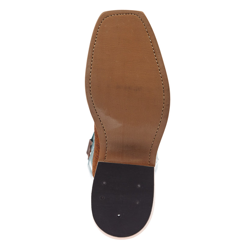 Olathe Boot Company Men`s Ride Ready Havana Tag Boar 15in Turquoise Soft Ice Top