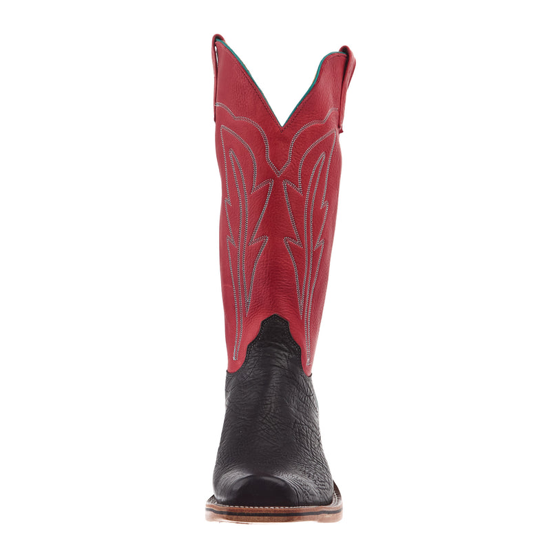 Olathe Boot Company Men`s Ride Ready Black Oiled Shoulder 15 in Red Bulldozer Top