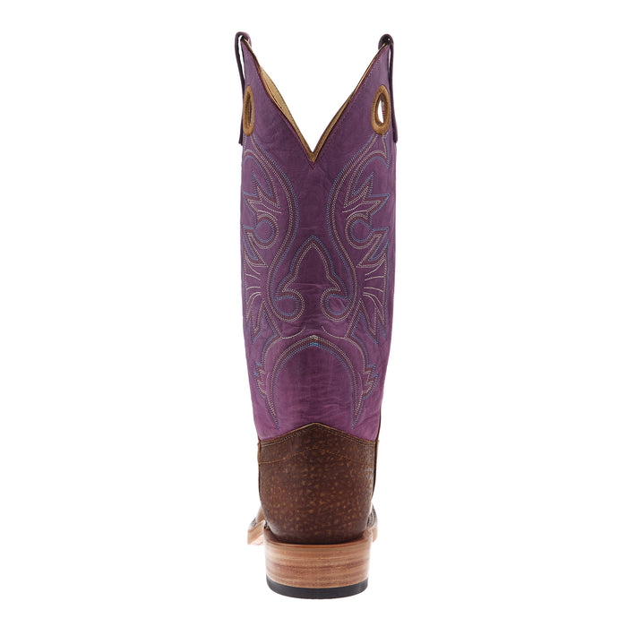 Olathe Boot Company Men`s Ride Ready Light Brown Buffalo Vamp 15in Violet Buffamonte Top