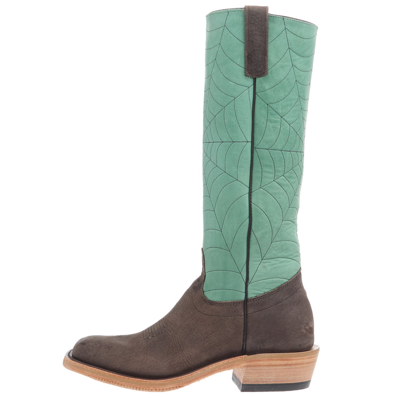 Olathe Boot Company Men`s Ride Ready Black Bison 15in Green Super Oil Top