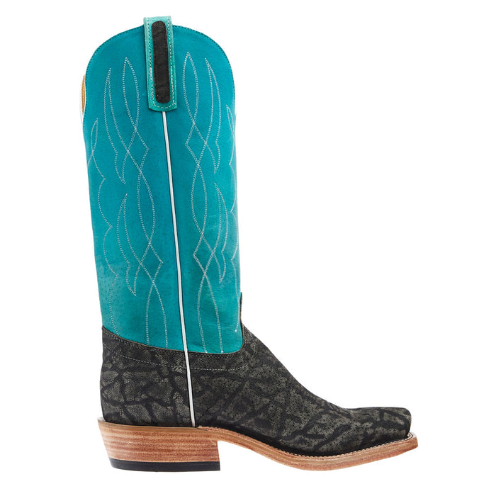 Olathe Boot Company Men's Ride Ready Grey Safari Elephant Vamp 15in Turquoise Sinsation Top