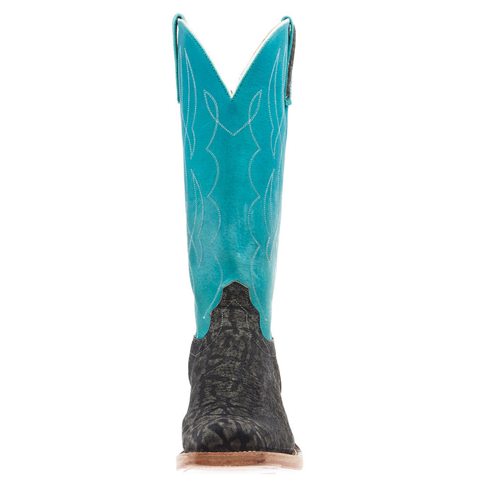 Olathe Boot Company Men's Ride Ready Grey Safari Elephant Vamp 15in Turquoise Sinsation Top