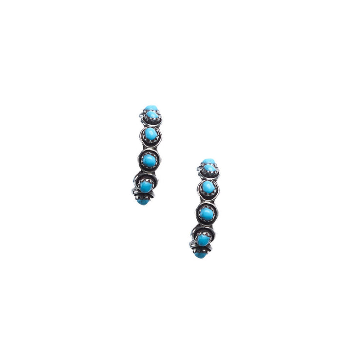 NRS Turquoise Studded Medium Hoop Earrings
