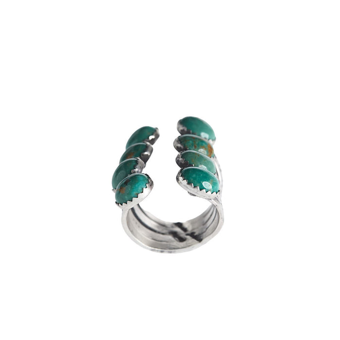 NRS Sterling Silver Turquoise Detailed Open Ring
