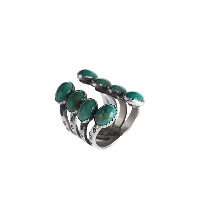 NRS Sterling Silver Turquoise Detailed Open Ring