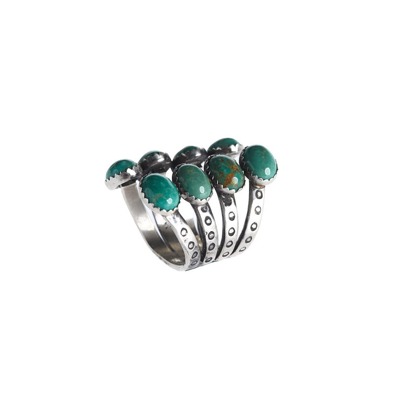 NRS Sterling Silver Turquoise Detailed Open Ring