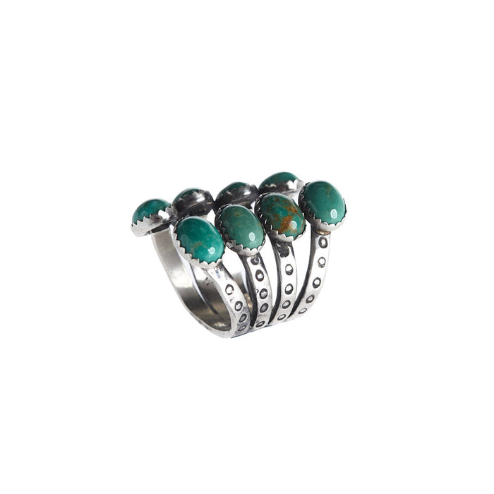 NRS Sterling Silver Turquoise Detailed Open Ring