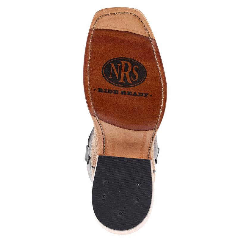 Olathe Boot Company Men's Ride Ready Crust Carpincho Vamp 13in Black Gold Top