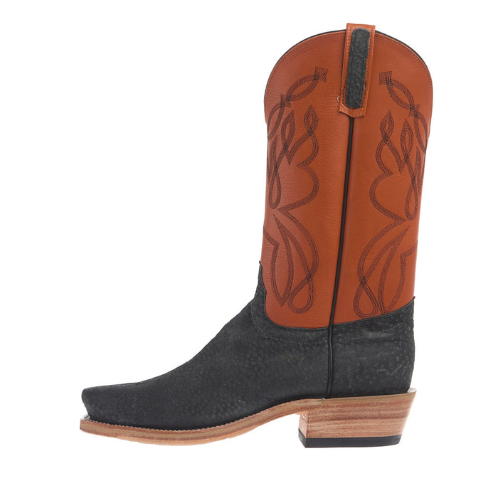 Olathe Boot Company Men's Ride Ready Grey Carpincho Vamp 13In Orange Waxy Kansas Top