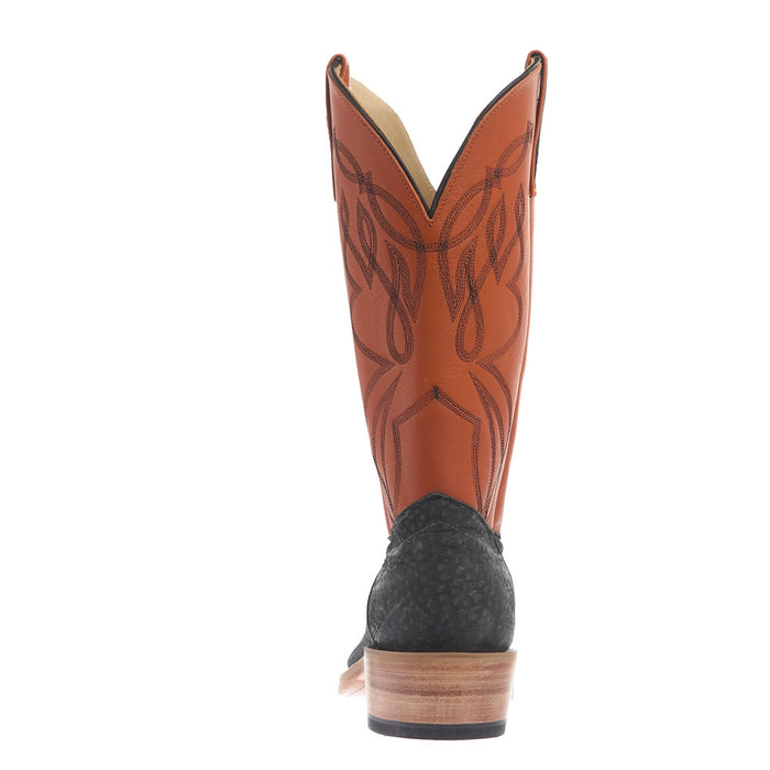 Olathe Boot Company Men's Ride Ready Grey Carpincho Vamp 13In Orange Waxy Kansas Top