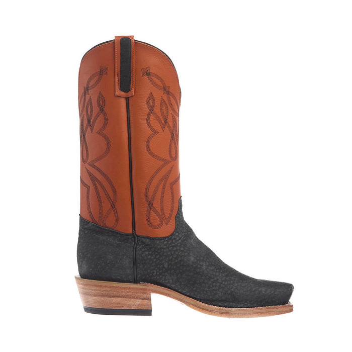 Olathe Boot Company Men's Ride Ready Grey Carpincho Vamp 13In Orange Waxy Kansas Top