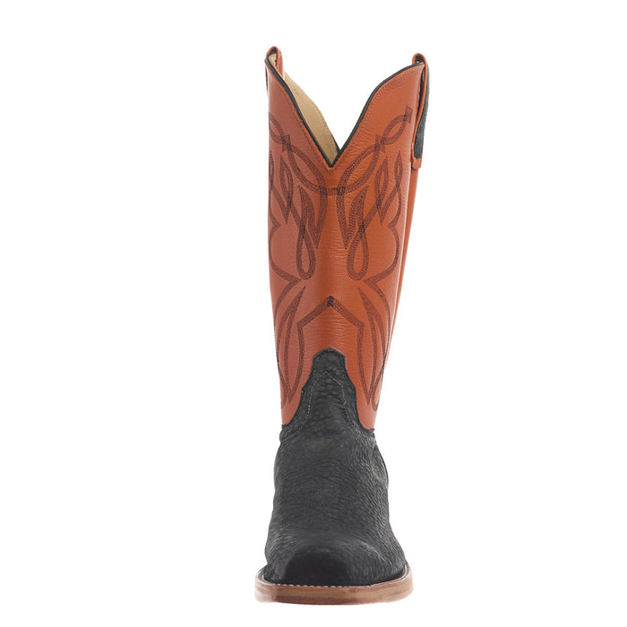 Olathe Boot Company Men's Ride Ready Grey Carpincho Vamp 13In Orange Waxy Kansas Top