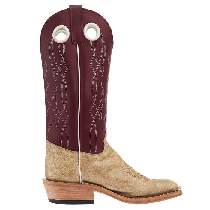 Olathe Boot Company Men's Ride Ready Vanilla West Vamp 15in Oxblood Waxy Kansas Top