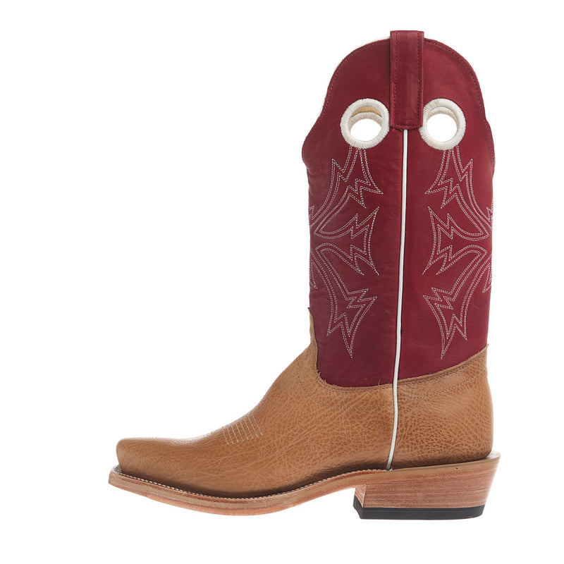 Olathe Boot Company Men's Ride Ready Tan Shrunken Shoulder Vamp 13in Red Merlot Calf Top