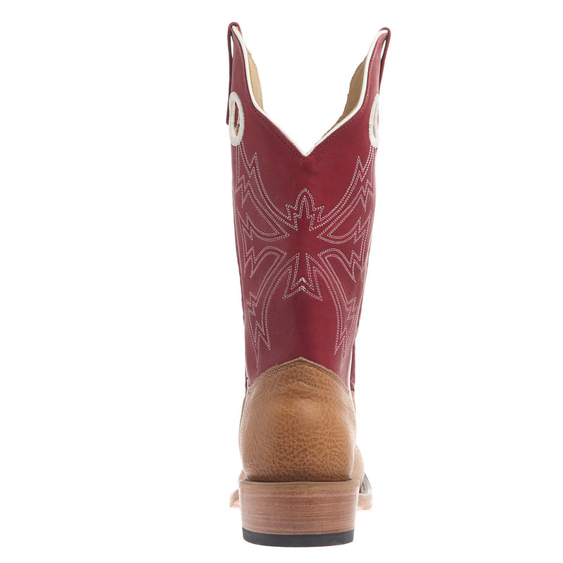 Olathe Boot Company Men's Ride Ready Tan Shrunken Shoulder Vamp 13in Red Merlot Calf Top