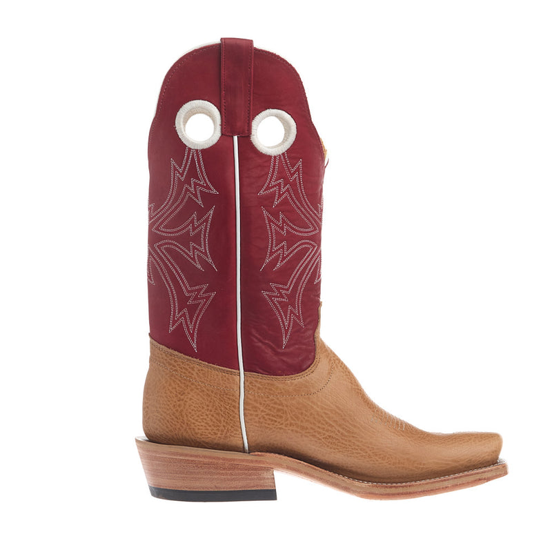 Olathe Boot Company Men's Ride Ready Tan Shrunken Shoulder Vamp 13in Red Merlot Calf Top