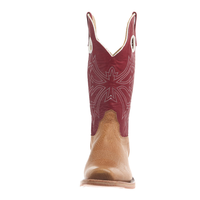 Olathe Boot Company Men's Ride Ready Tan Shrunken Shoulder Vamp 13in Red Merlot Calf Top