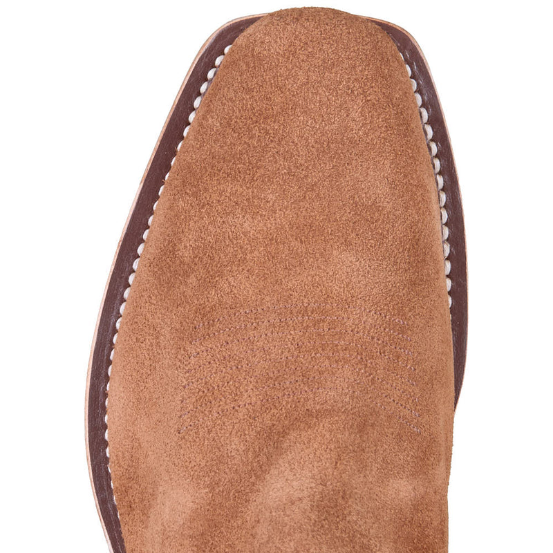 Olathe Boot Company Men's Ride Ready Toast Chap Suede Vamp 15in Turquoise Sinsation Top