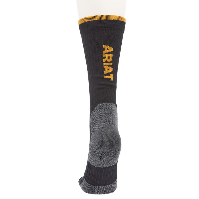 Ariat Unisex TEK High Performance Mid Calf Black Socks 2 Pack
