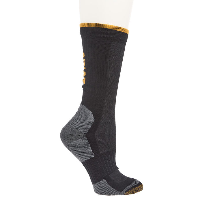 Ariat Unisex TEK High Performance Mid Calf Black Socks 2 Pack