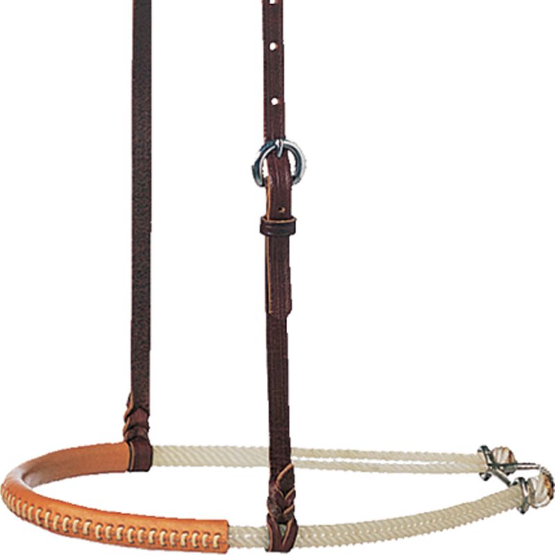NRS NB314 Double Rope Leather Noseband - Gentle Nose Cover For Horse Bridles