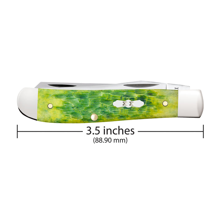 Case Knives Peach Seed Jig Green Apple Bone Mini Trapper Knife